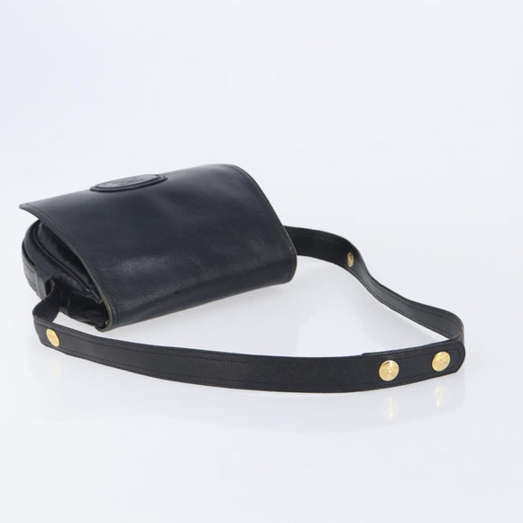 CELINE Shoulder Bag Leather Black Gold Auth 209863