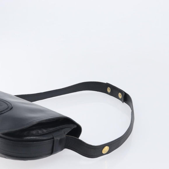 CELINE Shoulder Bag Leather Black Gold Auth 209863