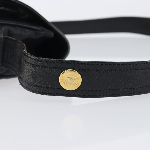 CELINE Shoulder Bag Leather Black Gold Auth 209863