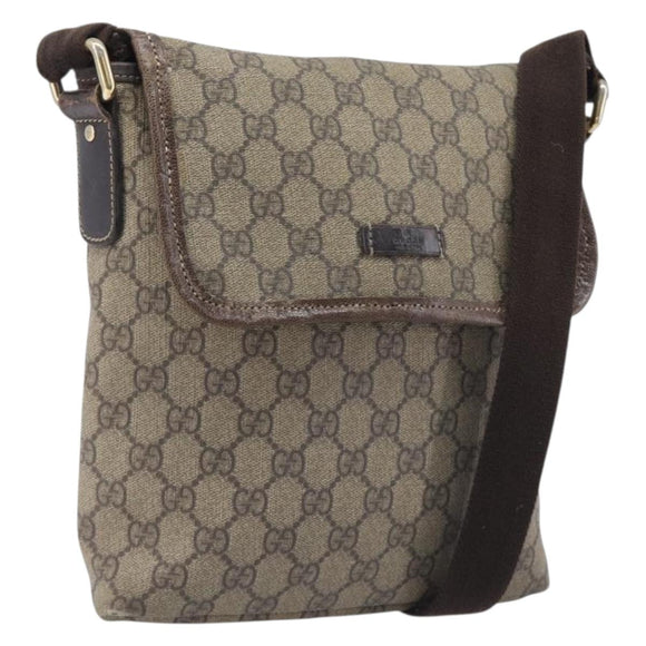 GUCCI GG Supreme Shoulder Bag PVC Beige Gold 223666 Auth 209864