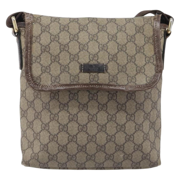 GUCCI GG Supreme Shoulder Bag PVC Beige Gold 223666 Auth 209864