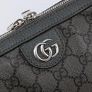GUCCI GG Supreme Shoulder Bag PVC Gray Silver 699439 Auth 209865V-16