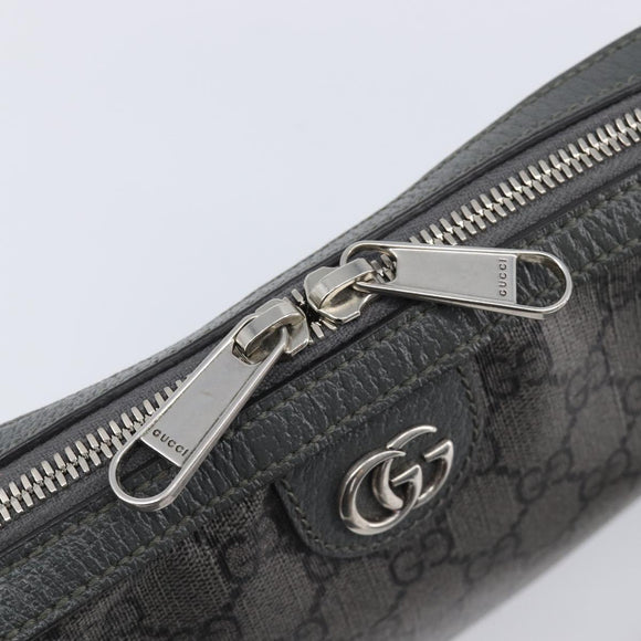 GUCCI GG Supreme Shoulder Bag PVC Gray Silver 699439 Auth 209865V