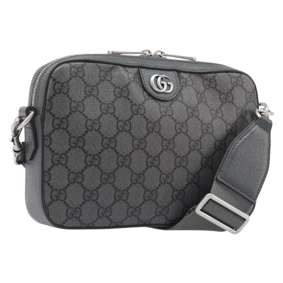 GUCCI GG Supreme Shoulder Bag PVC Gray Silver 699439 Auth 209865V