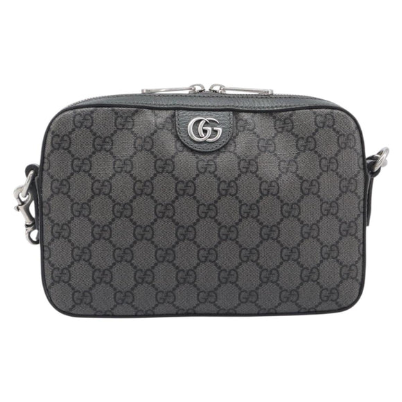 GUCCI GG Supreme Shoulder Bag PVC Gray Silver 699439 Auth 209865V
