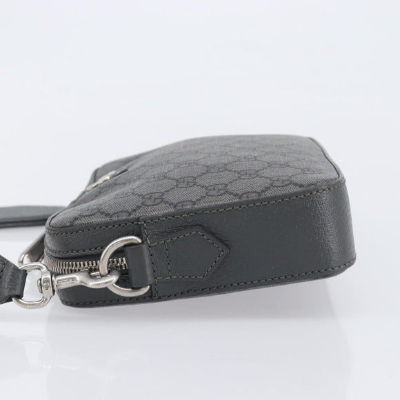 GUCCI GG Supreme Shoulder Bag PVC Gray Silver 699439 Auth 209865V