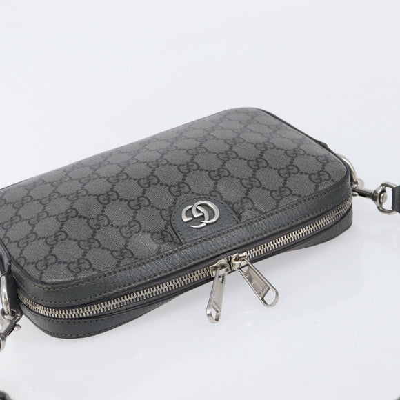 GUCCI GG Supreme Shoulder Bag PVC Gray Silver 699439 Auth 209865V