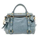 Miu Miu Hand Bag Vitellolux 2way Light Blue Gold Auth 209866V-2