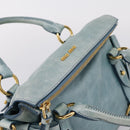 Miu Miu Hand Bag Vitellolux 2way Light Blue Gold Auth 209866V-6