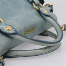 Miu Miu Hand Bag Vitellolux 2way Light Blue Gold Auth 209866V-7