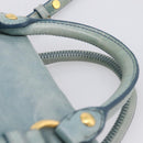 Miu Miu Hand Bag Vitellolux 2way Light Blue Gold Auth 209866V-9