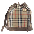 Burberrys Nova Check Shoulder Bag Canvas Beige Gold Auth 209867-1