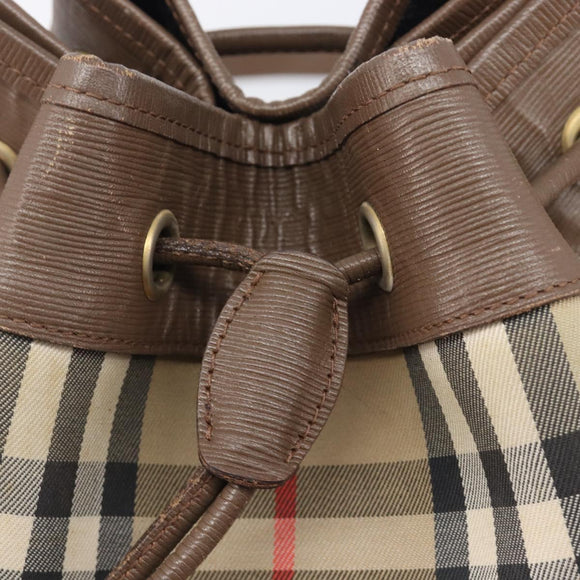 Burberrys Nova Check Shoulder Bag Canvas Beige Gold Auth 209867