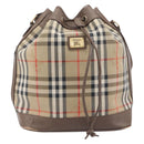 Burberrys Nova Check Shoulder Bag Canvas Beige Gold Auth 209867-2