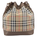 Burberrys Nova Check Shoulder Bag Canvas Beige Gold Auth 209867-3