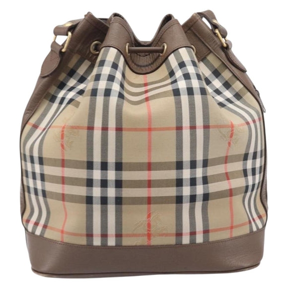 Burberrys Nova Check Shoulder Bag Canvas Beige Gold Auth 209867