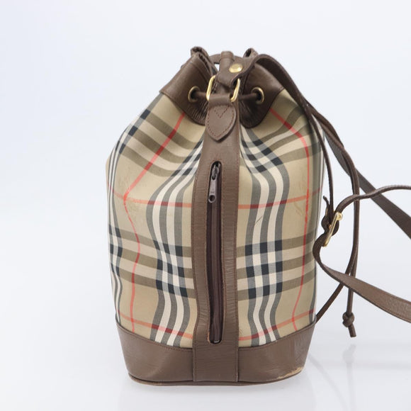 Burberrys Nova Check Shoulder Bag Canvas Beige Gold Auth 209867