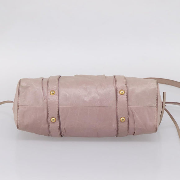 Miu Miu Hand Bag Vitellolux 2way Pink Gold Auth 209875V