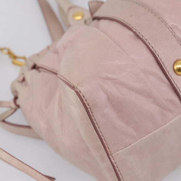 Miu Miu Hand Bag Vitellolux 2way Pink Gold Auth 209875V