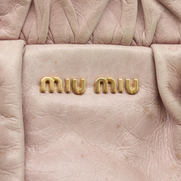 Miu Miu Hand Bag Vitellolux 2way Pink Gold Auth 209875V