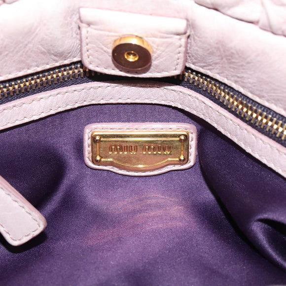 Miu Miu Hand Bag Vitellolux 2way Pink Gold Auth 209875V