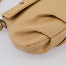 MCM Vicetos Logogram Shoulder Bag Leather Beige Gold Auth 209876A-14