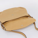 MCM Vicetos Logogram Shoulder Bag Leather Beige Gold Auth 209876A-18