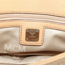 MCM Vicetos Logogram Shoulder Bag Leather Beige Gold Auth 209876A-16