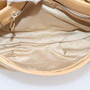MCM Vicetos Logogram Shoulder Bag Leather Beige Gold Auth 209876A-11