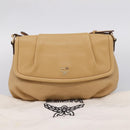 MCM Vicetos Logogram Shoulder Bag Leather Beige Gold Auth 209876A-25