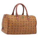 MCM Logogram Vicetos Boston Bag PVC Leather Brown Gold Auth 209877-1