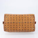 MCM Logogram Vicetos Boston Bag PVC Leather Brown Gold Auth 209877-10