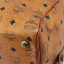 MCM Logogram Vicetos Boston Bag PVC Leather Brown Gold Auth 209877-13