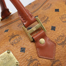 MCM Logogram Vicetos Boston Bag PVC Leather Brown Gold Auth 209877-15