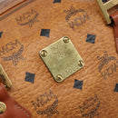 MCM Logogram Vicetos Boston Bag PVC Leather Brown Gold Auth 209877-16