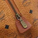 MCM Logogram Vicetos Boston Bag PVC Leather Brown Gold Auth 209877-17