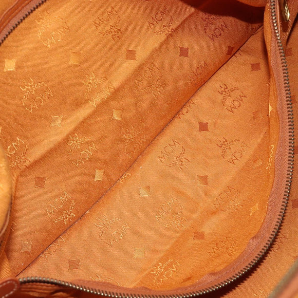 MCM Logogram Vicetos Boston Bag PVC Leather Brown Gold Auth 209877
