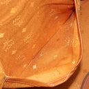 MCM Logogram Vicetos Boston Bag PVC Leather Brown Gold Auth 209877-23