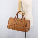 MCM Logogram Vicetos Boston Bag PVC Leather Brown Gold Auth 209877-24