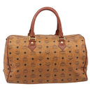 MCM Logogram Vicetos Boston Bag PVC Leather Brown Gold Auth 209877-3