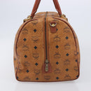 MCM Logogram Vicetos Boston Bag PVC Leather Brown Gold Auth 209877-4