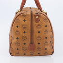 MCM Logogram Vicetos Boston Bag PVC Leather Brown Gold Auth 209877-5