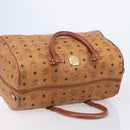 MCM Logogram Vicetos Boston Bag PVC Leather Brown Gold Auth 209877-6