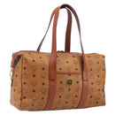 MCM Logogram Vicetos Boston Bag PVC Leather Brown Gold Auth 209878-1