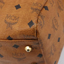 MCM Logogram Vicetos Boston Bag PVC Leather Brown Gold Auth 209878-12