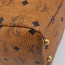 MCM Logogram Vicetos Boston Bag PVC Leather Brown Gold Auth 209878-13