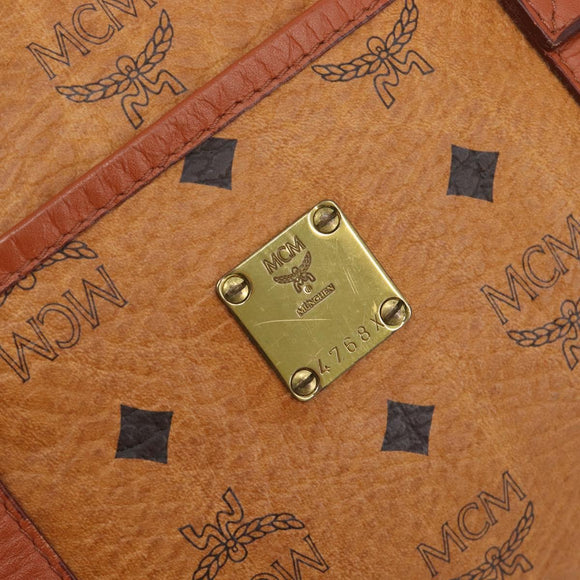 MCM Logogram Vicetos Boston Bag PVC Leather Brown Gold Auth 209878