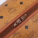 MCM Logogram Vicetos Boston Bag PVC Leather Brown Gold Auth 209878-16