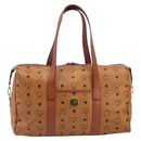 MCM Logogram Vicetos Boston Bag PVC Leather Brown Gold Auth 209878-2