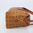 MCM Logogram Vicetos Boston Bag PVC Leather Brown Gold Auth 209878-4